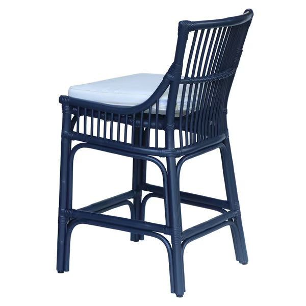Hampton Navy Rattan Counter Stool
