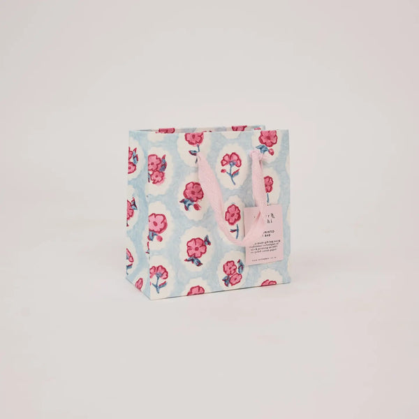 Hand Block Printed Gift Bags - Scallop Tiles Pink Sorbet
