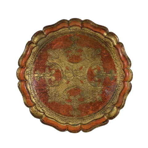 Vintage Florentine Orange & Gold Tray