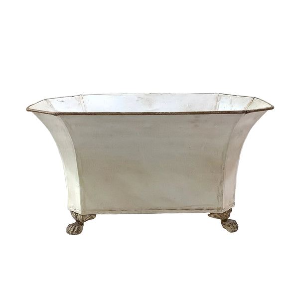 Vintage Hand-Painted Footed Metal Planter