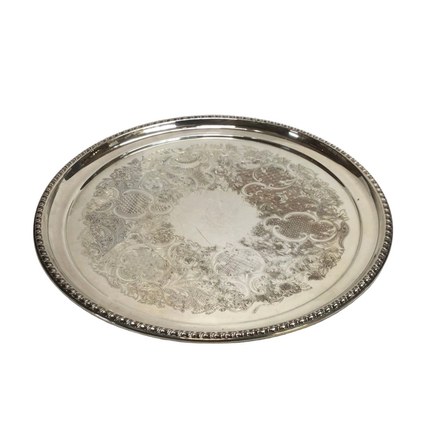 Vintage Silver Round Tray