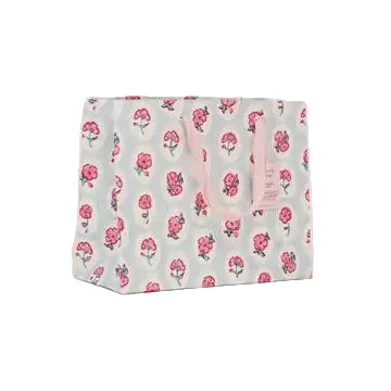 Hand Block Printed Gift Bags - Scallop Tiles Pink Sorbet