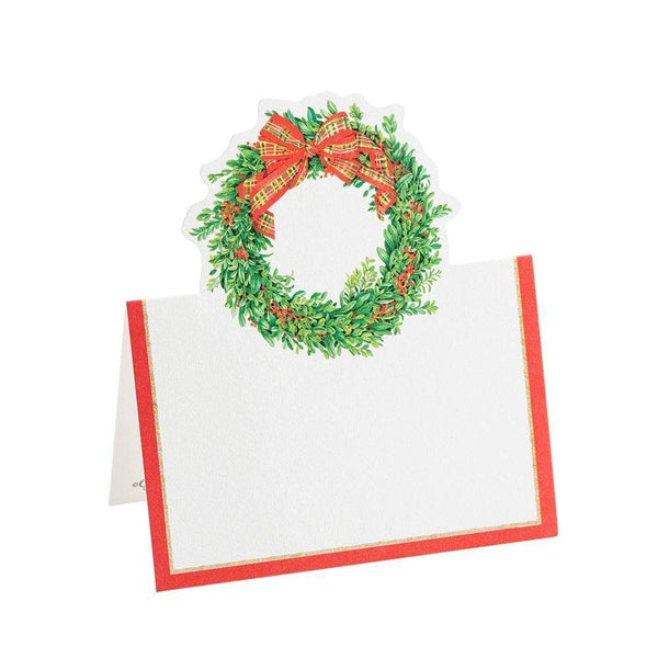Boxwood and Berries Wreath Die-Cut Place Cards - 8 Per Package