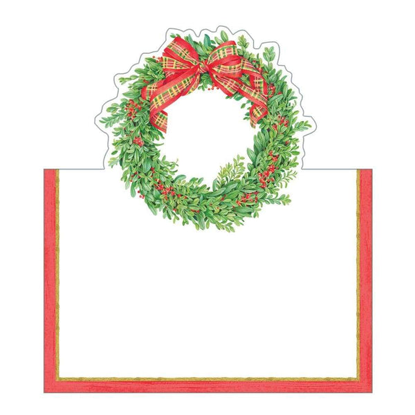 Boxwood and Berries Wreath Die-Cut Place Cards - 8 Per Package