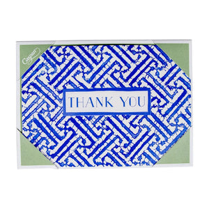 Fretwork Blue Thank You Notes