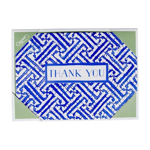 Fretwork Blue Thank You Notes