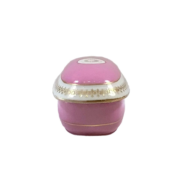 Vintage Porcelain Pink, White & Gold Lidded Trinket Box (As Found)