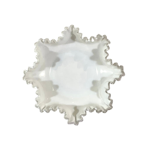 Vintage Fenton Silver Crest Milk Glass Bowl