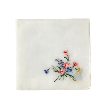Vintage Hankie w/ Floral Embroidery