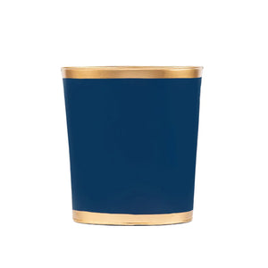Oval Handpainted Metal Wastebasket - Indigo Blue