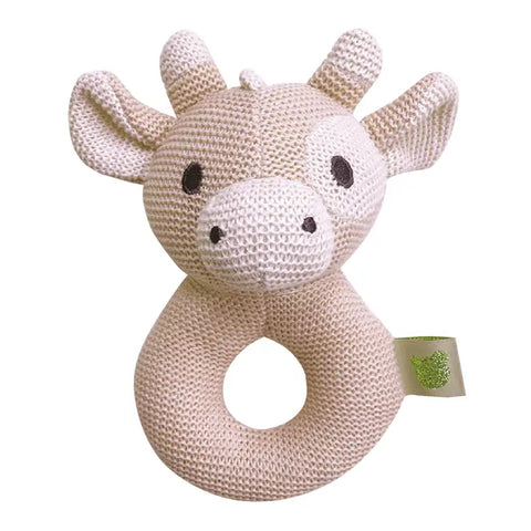 Sweater Knit Crochet Ring Rattle Pink 7”