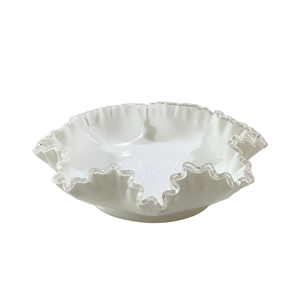Vintage Fenton Silver Crest Milk Glass Bowl