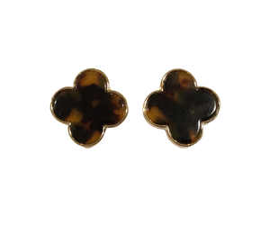 Large Tortoise Clover Earrings