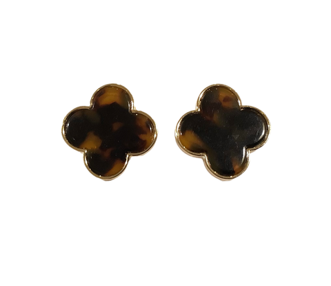 Large Tortoise Clover Earrings