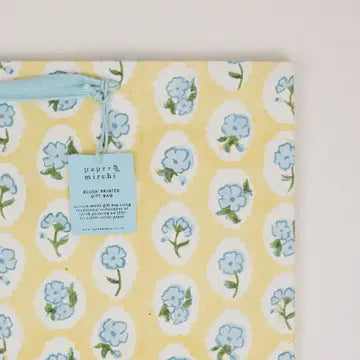 Hand Block Printed Gift Bags - Scallop Tiles Alaska