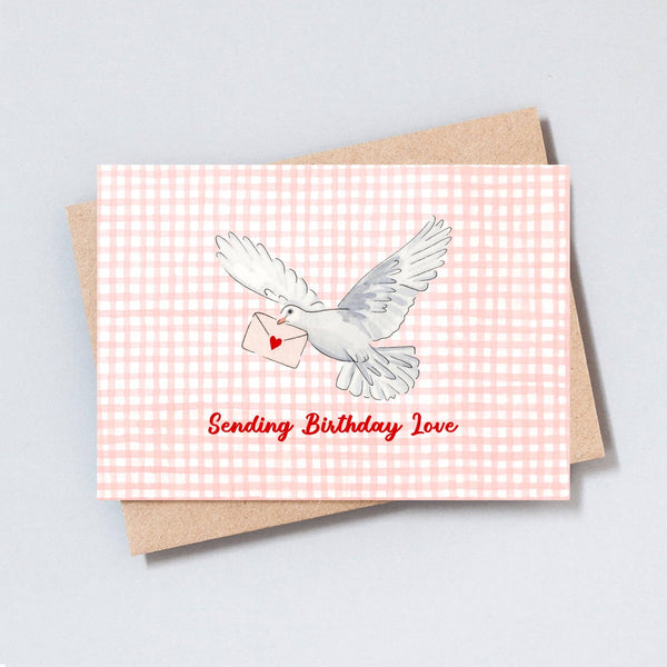 Sending Birthday Love Dove Greeting Card
