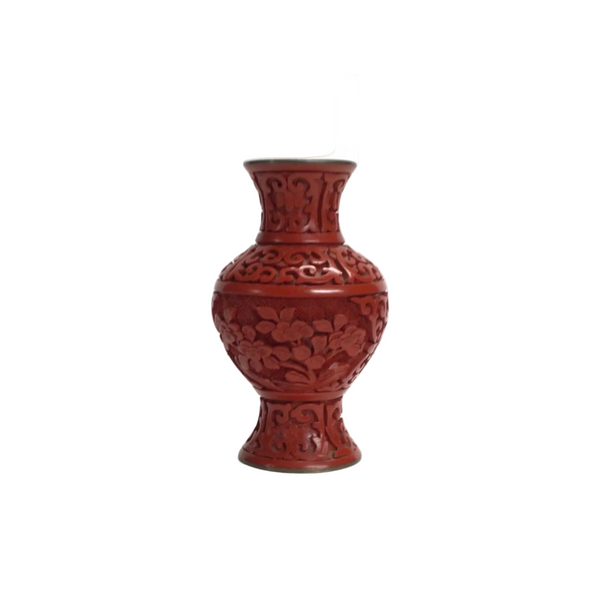 Vintage Chinese Small Red Cinnabar Vase