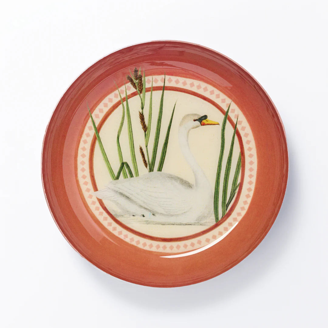 Swan Round Enamel Tray
