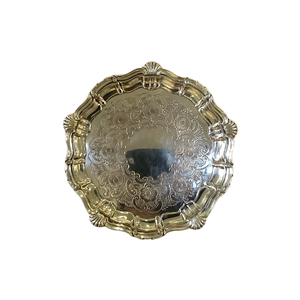 Vintage Round Small Silver Tray