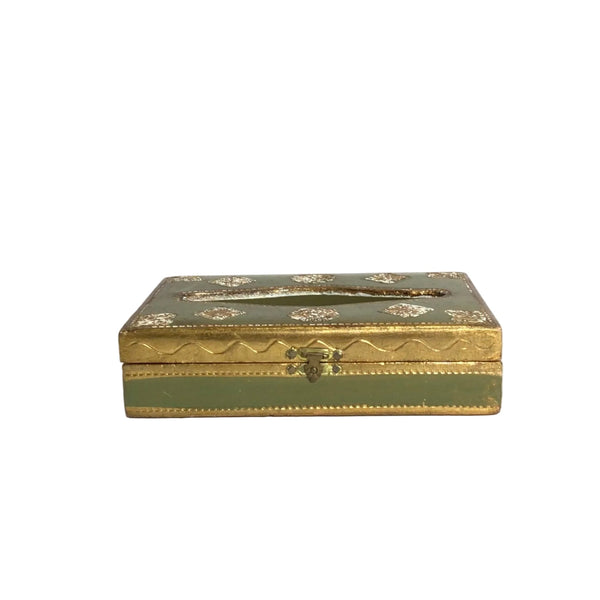 Vintage Green & Gold Florentine Tissue Box
