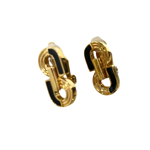 Vintage Charles Jourdan Black & Gold Earrings