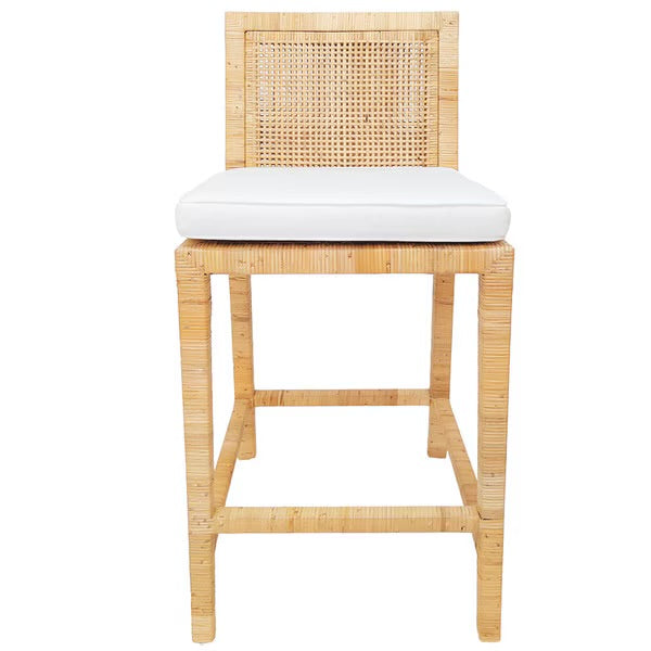Balboa Natural Rattan Square Back Counter Stool