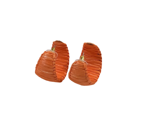 Raffia Earrings - Orange