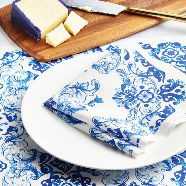 Mediterranean Tile Cotton Dinner Napkins 12 Pieces