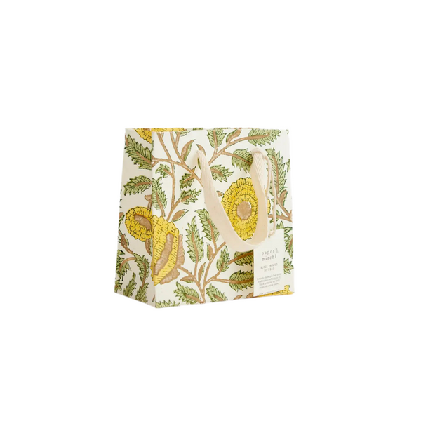 Hand Block Printed Gift Bags - Marigold Glitz Sunshine