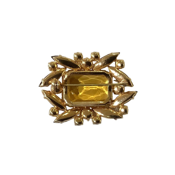 Vintage Amber Rhinestone Brooch
