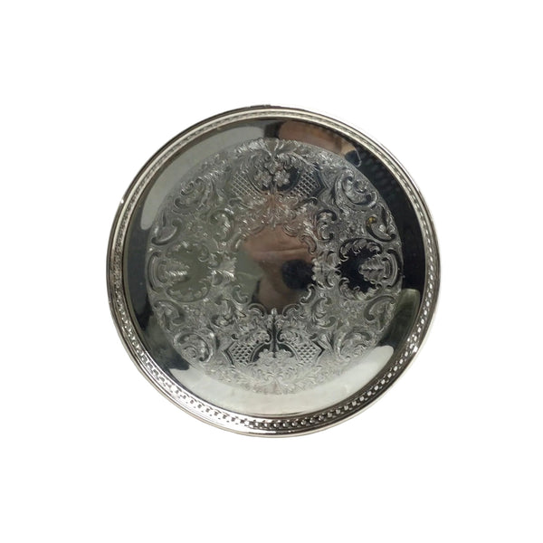 Vintage Silver Footed Round Tray