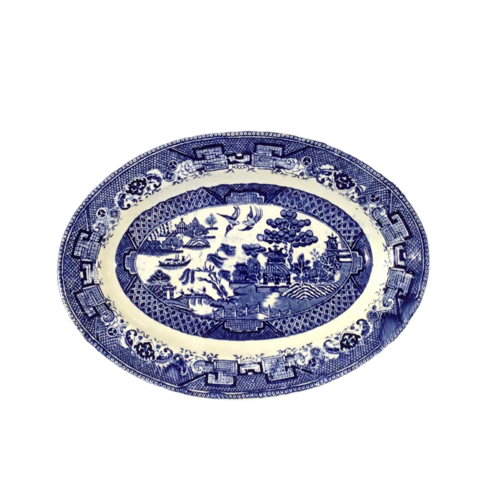 Vintage Blue Willow Oval Platter