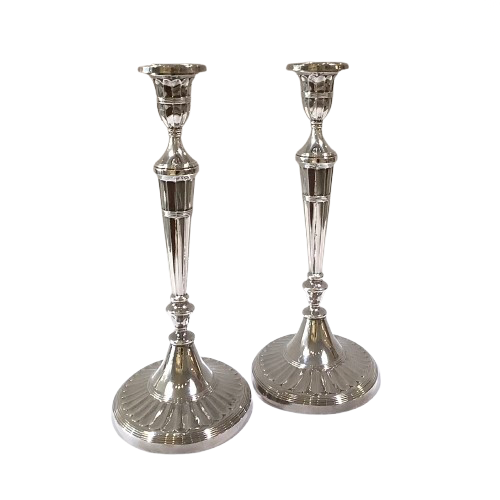 Vintage Silver-Plated Neo-Classical Candlesticks Pair