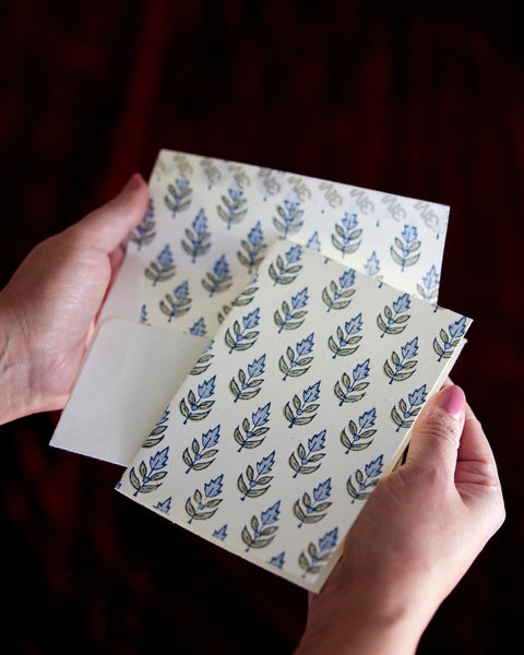 Hand Block Printed Greeting Card - Buti Blue Stone