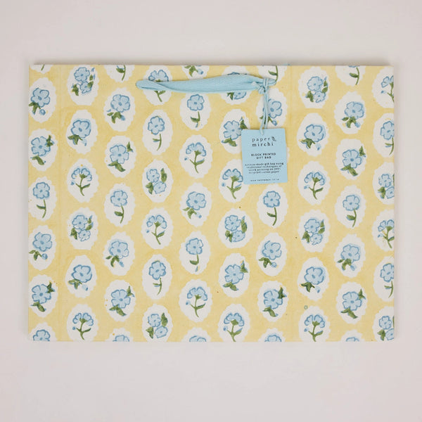 Hand Block Printed Gift Bags - Scallop Tiles Alaska