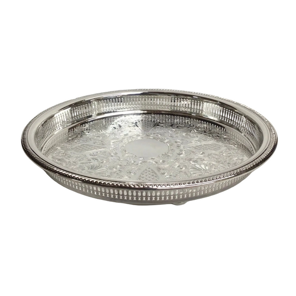 Vintage Silver Footed Round Tray