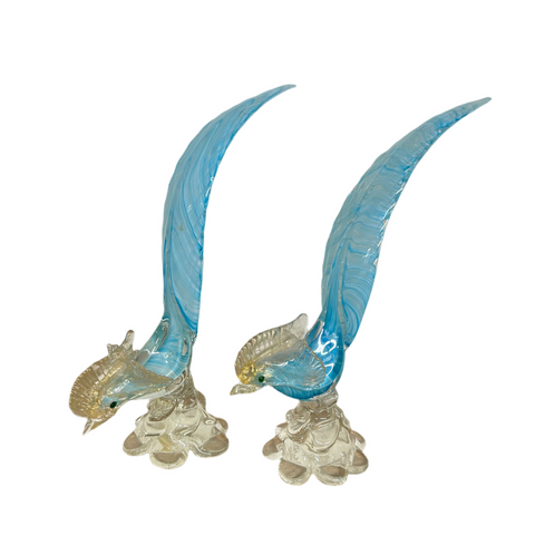 Vintage Italian Venetian Glass Birds Pair