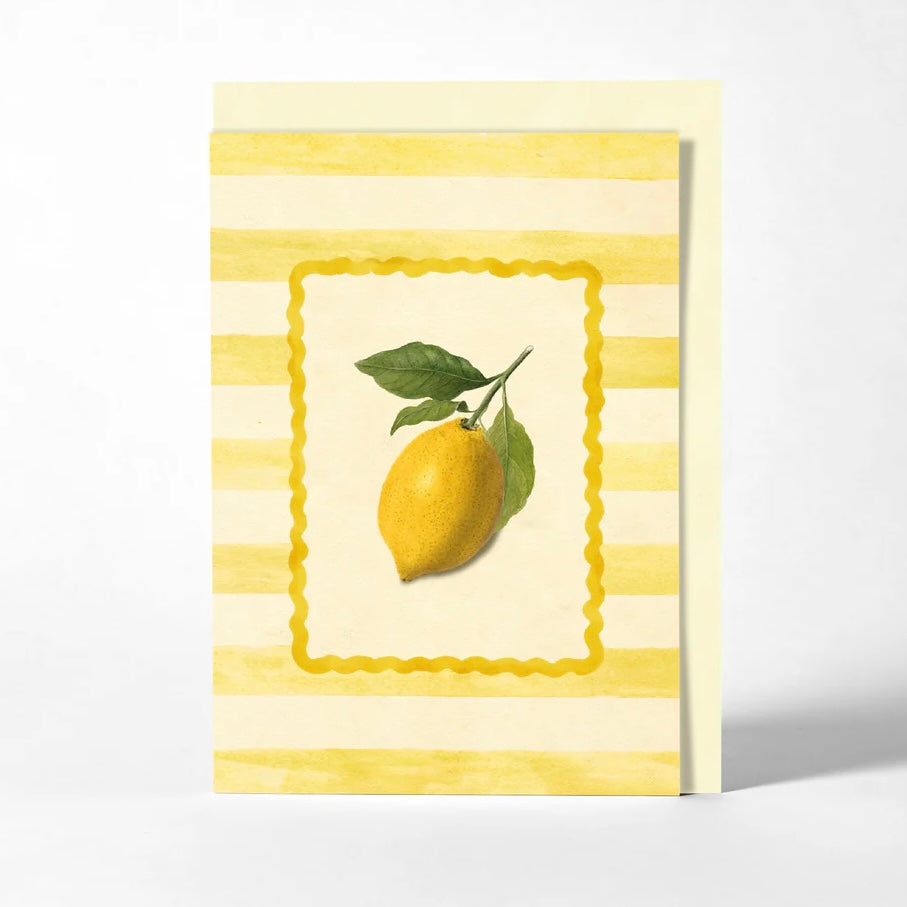 Lemon Yellow Stripe Blank Card