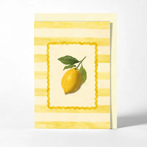 Lemon Yellow Stripe Blank Card