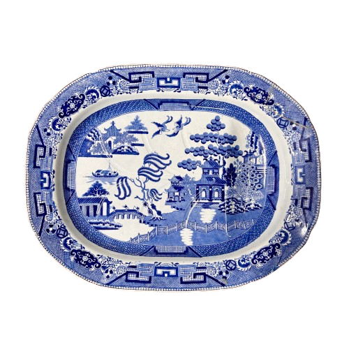 Vintage Blue Willow Meat Platter Circa 1840