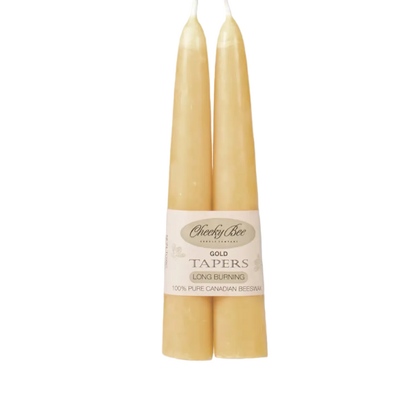 Gold Beeswax Taper Candles s/2