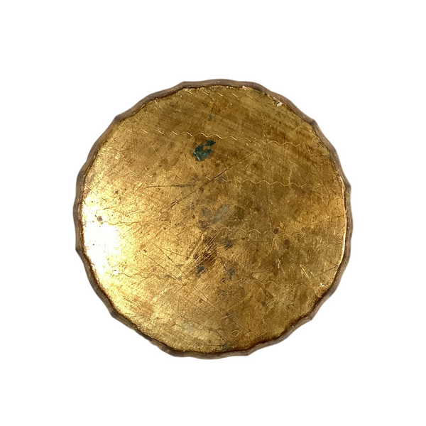 Vintage Red & Gold Round Florentine Tray