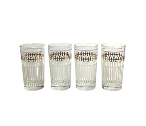 Vintage MCM Gold & White Glasses s/4