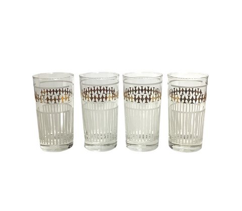 Vintage MCM Gold & White Glasses s/4