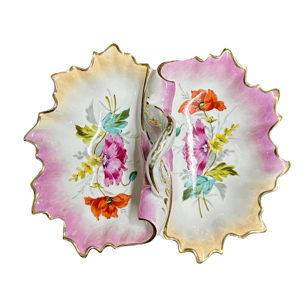 Vintage Victorian Floral Two Sided Dish