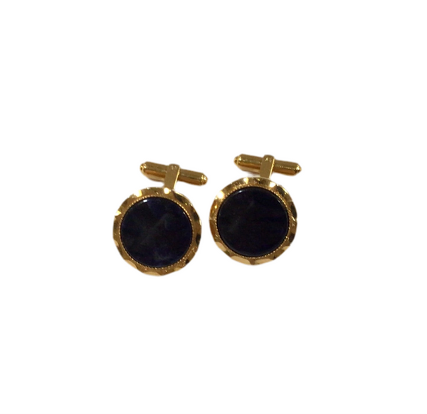 Vintage Gold & Black Stones Cufflinks