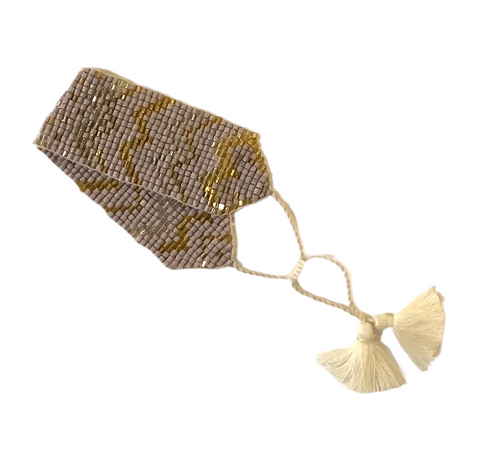 Grey, Gold & Silver Beaded Bracelet