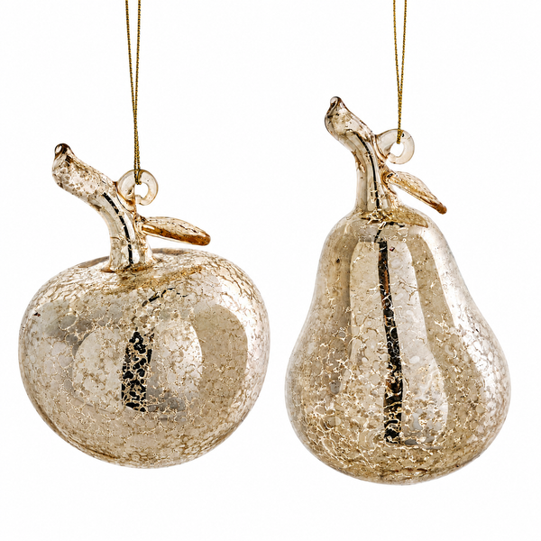 Antiqued Mercury Glass Fruit Ornament