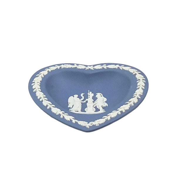 Vintage Wedgewood Blue Jasperware Heart-Shaped Trinket Dish I