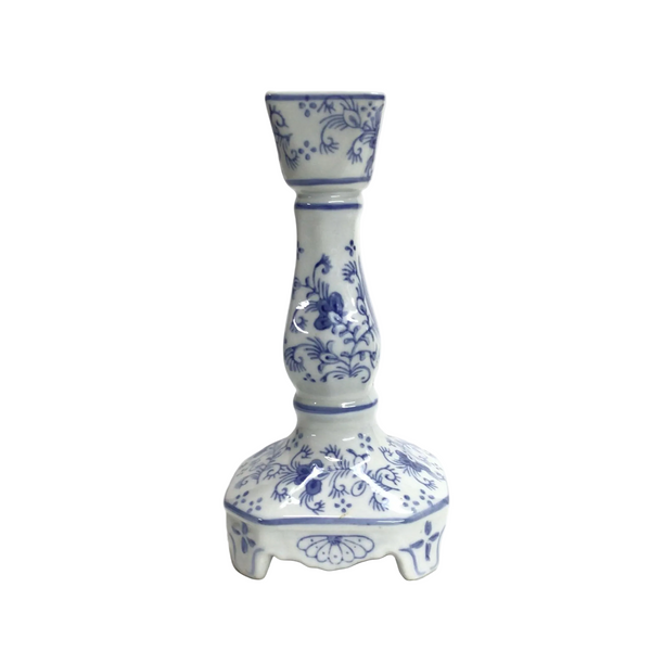 Vintage Blue & White Bird Candlesticks Pair